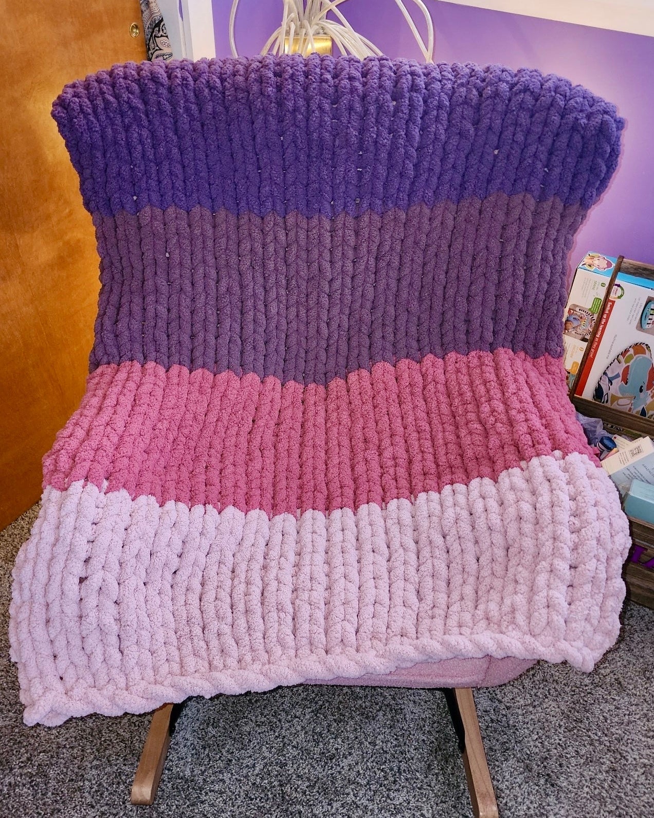 Striped Chunky-Knit Blanket