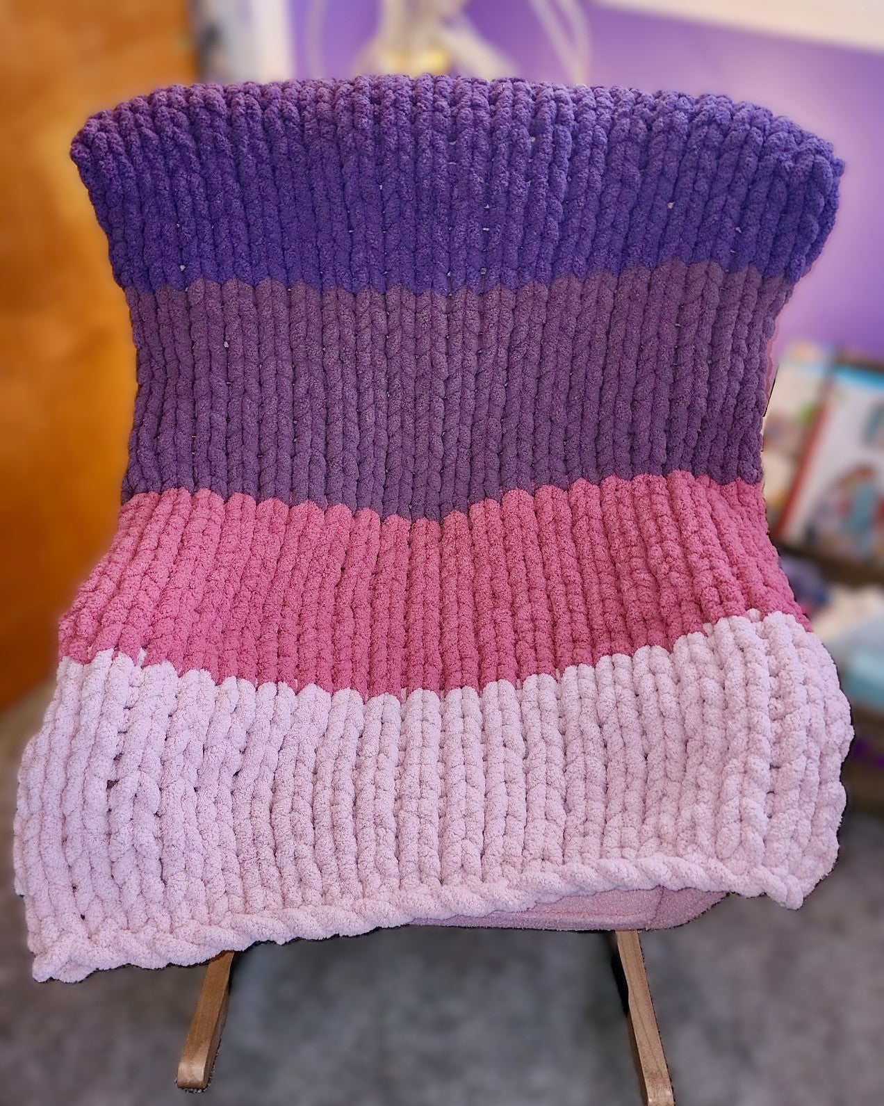 Striped Chunky-Knit Blanket