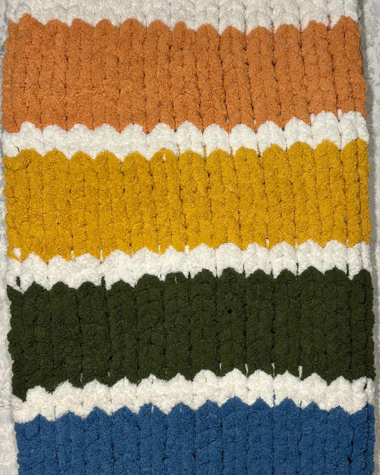 Double-Striped Chunky-Knit Blanket