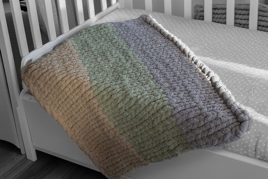 Striped Chunky-Knit Blanket