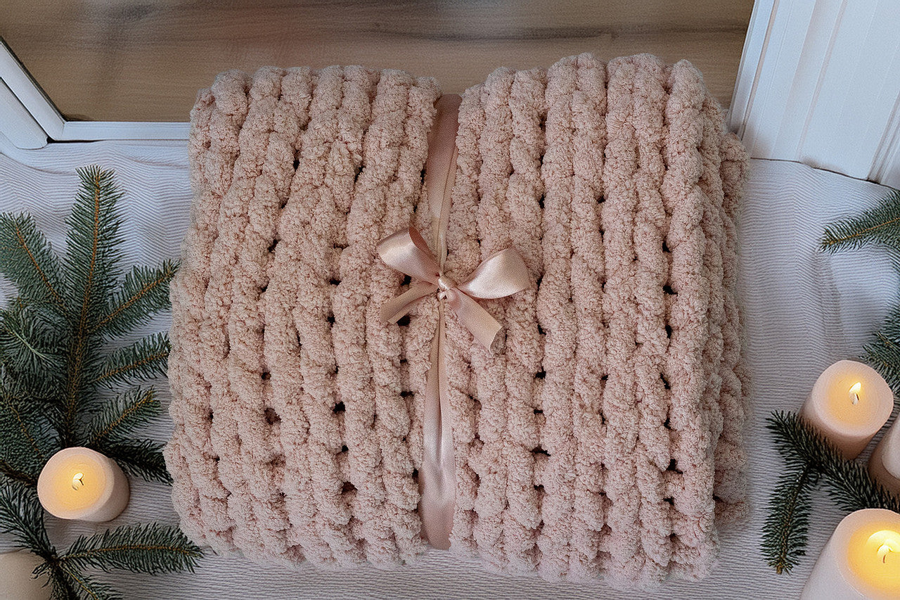 Solid Chunky-Knit Blanket