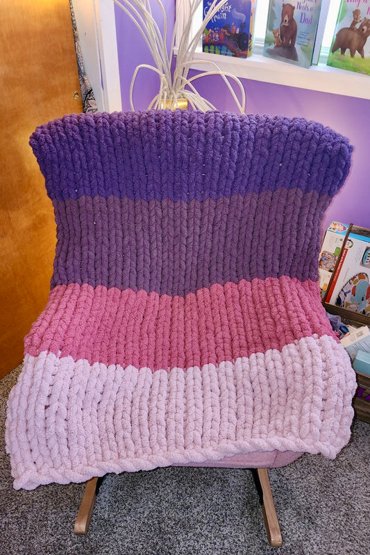 Striped Chunky-Knit Blanket