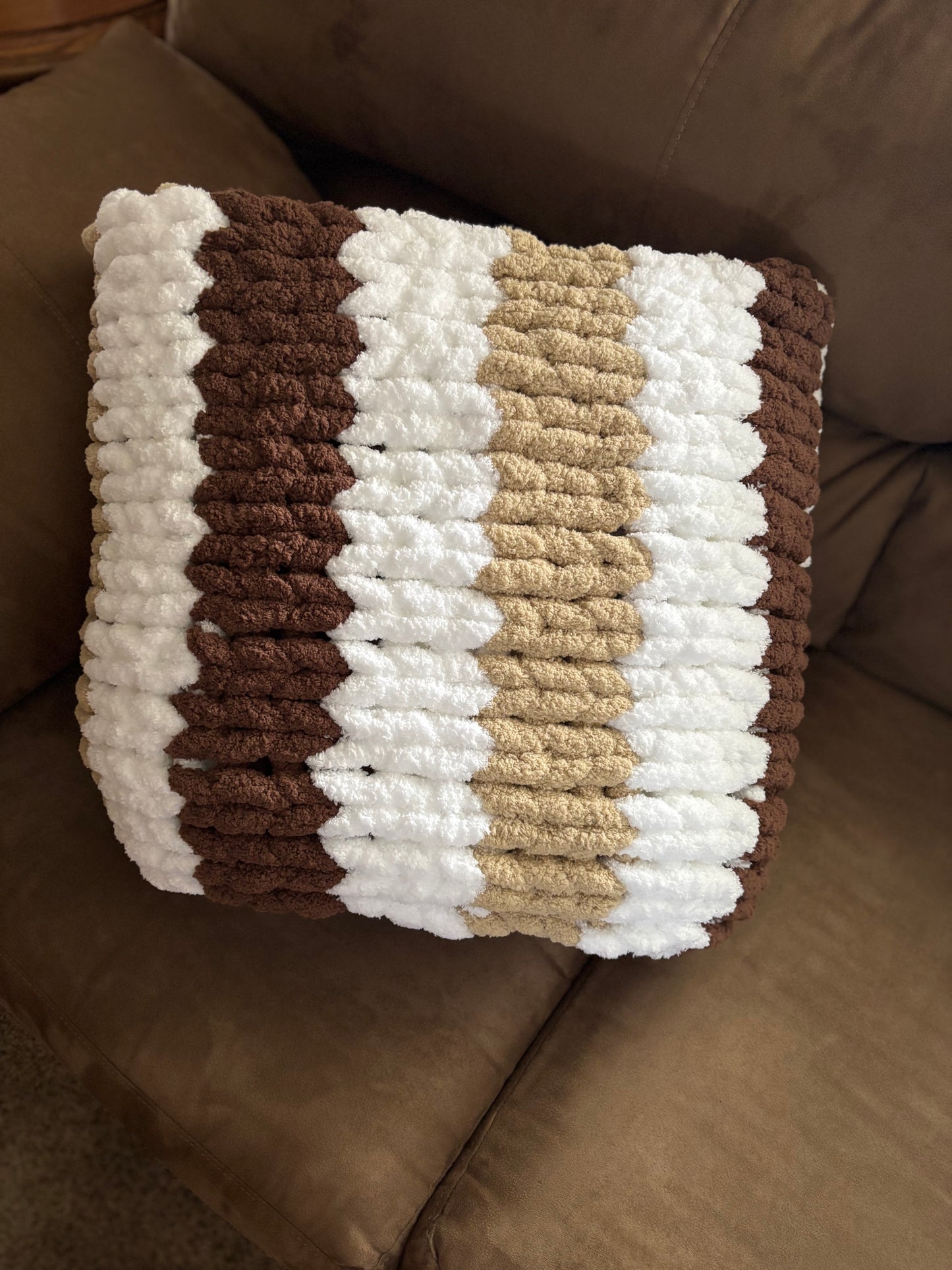 Thin Striped Chunky-Knit Blanket