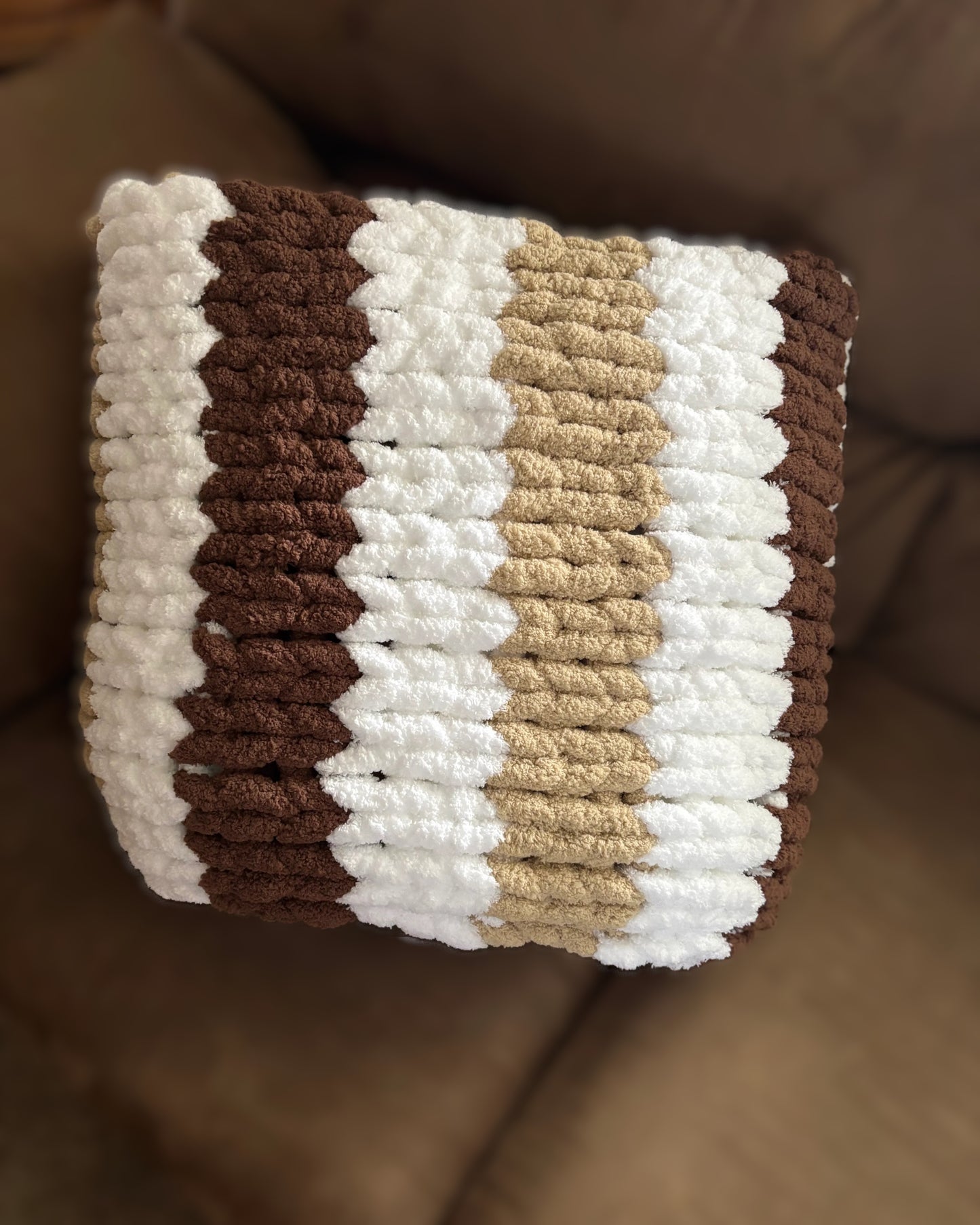 Thin Striped Chunky-Knit Blanket