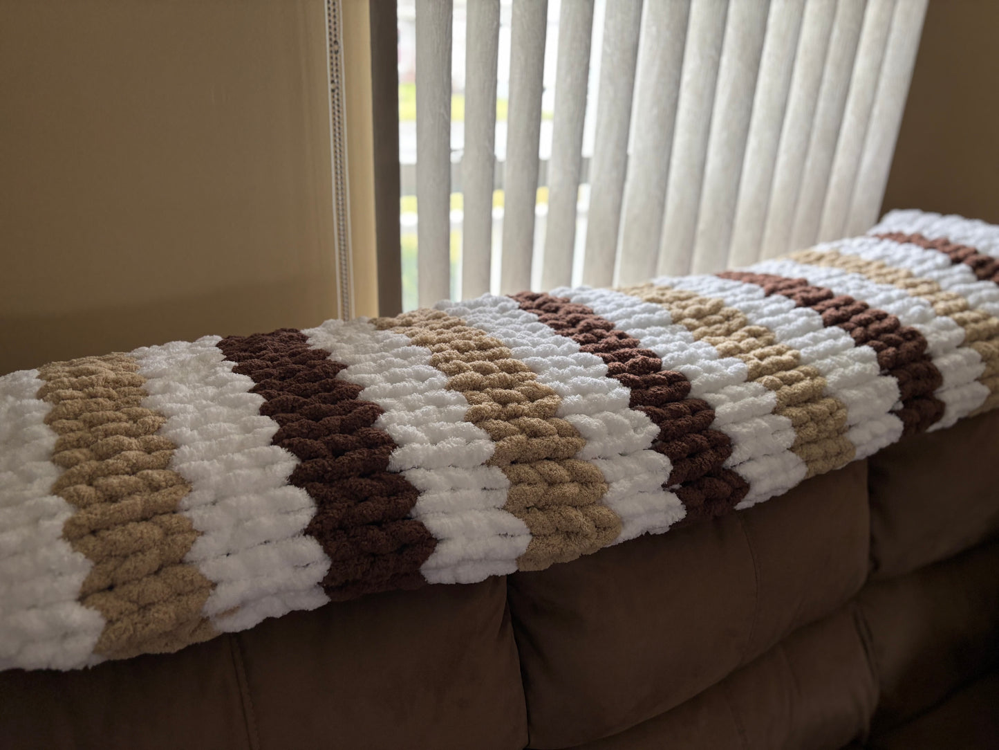 Thin Striped Chunky-Knit Blanket