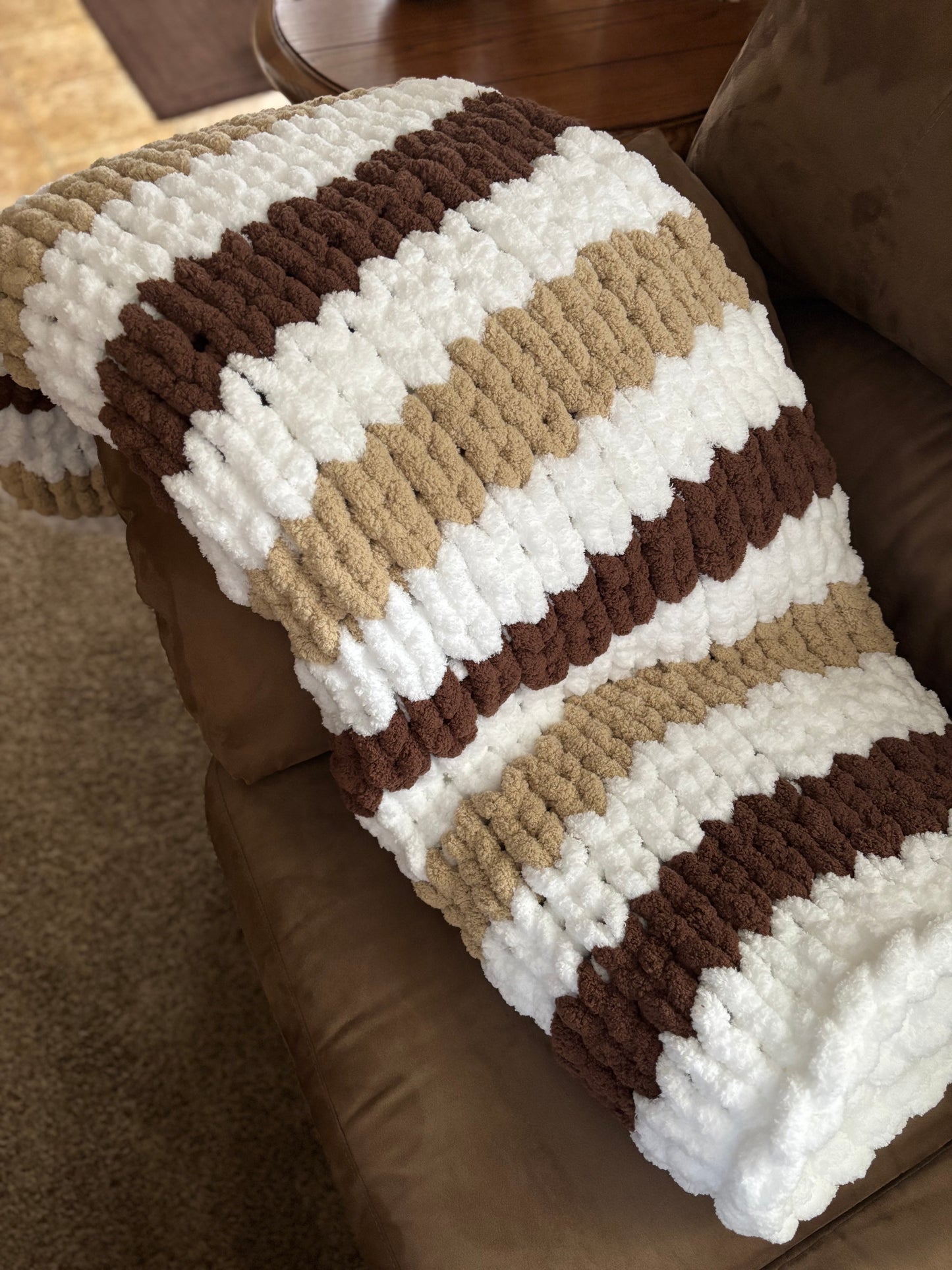 Thin Striped Chunky-Knit Blanket