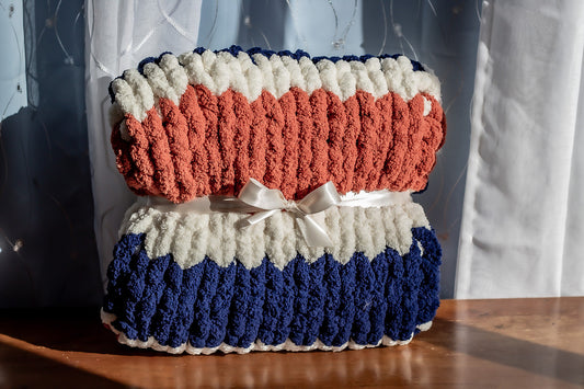 Double-Striped Chunky-Knit Blanket